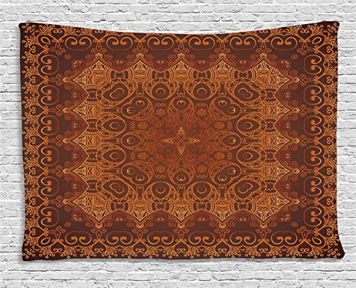 ABAKUHAUS Vendimia Tapiz de Pared, Encaje Árabe Persa, para el Dormitorio Apto Lavadora y Secadora Estampado Digital, 200 x 150 cm, Marrón Anaranjado ABAKUHAUS Vendimia Tapiz de Pared, Encaje Árabe Persa, para el Dormitorio Apto Lavadora y Secadora Estampado Digital, 200 x 150 cm, Marrón Anaranjado