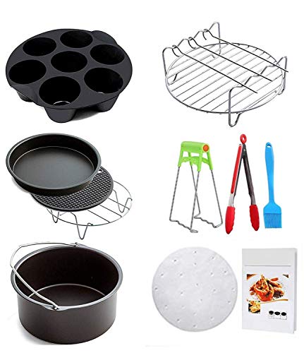 Accesorios para freidoras de aire, 7 Inch Kit De Accesorios De La Freidora De Aire,(10 juegos + 20 libro de recetas) Para Todas Las Marcas De Freidoras Accesorios(5.3QT-5.8QT, 3.5QT-3.7QT)