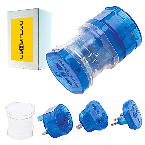 Adaptador Enchufe Universal Natuiahan. Adaptadores Multirregionales para EE. UU, América, Europa, Asia, Australia y Reino Unido. Adaptador de Enchufe de Viaje para Todo el Mundo. Color Azul Adaptador Enchufe Universal Natuiahan. Adaptadores Multirregionales para EE. UU, América, Europa, Asia, Australia y Reino Unido. Adaptador de Enchufe de Viaje para Todo el Mundo. Color Azul
