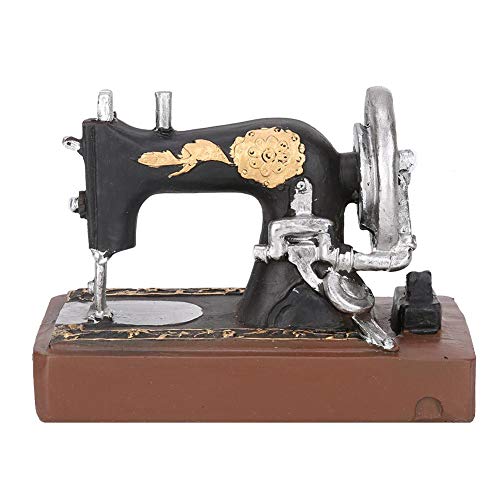 Adorno de máquina de coser, figura en miniatura modelo de máquina de coser de resina vintage para arte Craft Office Home Bar Decor 8,3 x 4,7 x 5,1 in