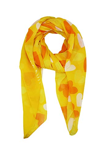 Agatha Ruiz de la Prada Pañuelos Fular Foulard Mujer Bufandas Estampado Diseño de corazones 180 x 90cm Incluye llavero de regalo (Amarillo con naranja)