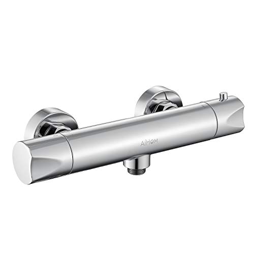AiHom Grifo Termostático para Ducha y Bañera con Botón de Seguridad 40 ℃ Grifería Termostática para Bañera Ducha Latón Cromado Inoxidable AiHom Grifo Termostático para Ducha y Bañera con Botón de Seguridad 40 ℃ Grifería Termostática para Bañera Ducha Latón Cromado Inoxidable