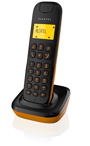 Alcatel D135 - Teléfono inalámbrico, color negro y naranja