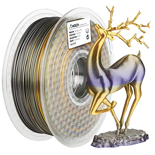 AMOLEN Filamento Impresora 3D, Oro Seda y Violeta Brillante Filamento PLA 1.75, Material de Impresión 3D, 1KG