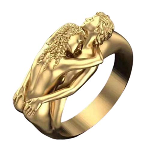 Amor Pareja Abrazo Anillo Oro/Plata Color Exagerado Figura Hombres Y Mujeres Serie Anillo Moda Amante De La Moda Regalo De San Valentín Joyería De Boda