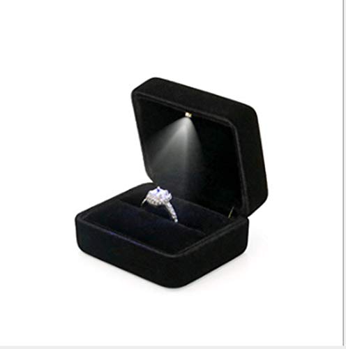AOSNTEK Caja de regalo con lámpara LED anillo caja de almacenamiento pendientes caja de joyería