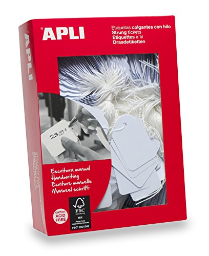 APLI 384 - Pack de 1000 etiquetas colgantes, 9 x 24 mm, color blanco