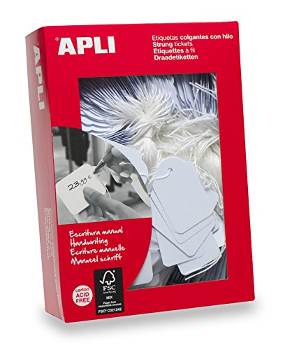 APLI 384 - Pack de 1000 etiquetas colgantes, 9 x 24 mm, color blanco APLI 384 - Pack de 1000 etiquetas colgantes, 9 x 24 mm, color blanco