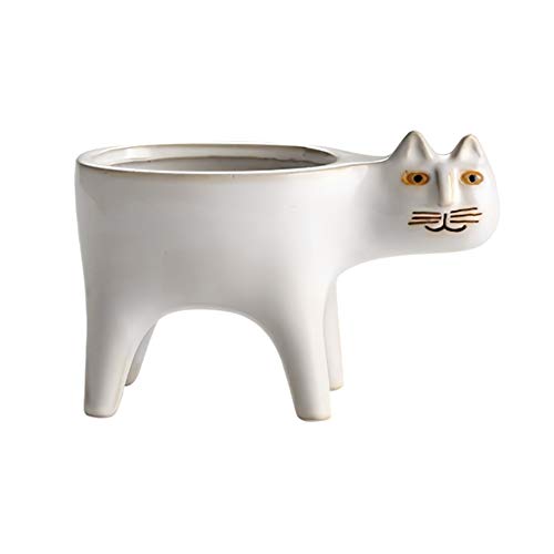 Apofly Maceta de cerámica para gatos con forma de animal, para jardín, decoración del hogar