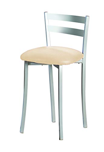 ASTIMESA Taburete de Cocina con Respaldo Franjas Metal Polipiel beig, Altura de Asiento: 45 cms. (TABFRBE) ASTIMESA Taburete de Cocina con Respaldo Franjas Metal Polipiel beig, Altura de Asiento: 45 cms. (TABFRBE)