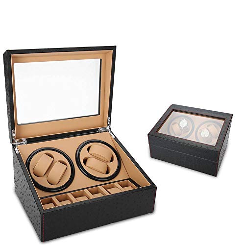 AYNEFY Giratoria Automático Winder Madera de Relojes, Caja de Enrollador de Reloj Automático Estuche de Almacenamiento de Doble Cabeza 4 + 6 para Reloj Mecánico de Reloj 100-240V Enchufe de la UE AYNEFY Giratoria Automático Winder Madera de Relojes, Caja de Enrollador de Reloj Automático Estuche de Almacenamiento de Doble Cabeza 4 + 6 para Reloj Mecánico de Reloj 100-240V Enchufe de la UE