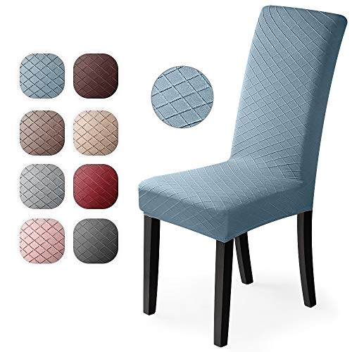 BalladHome Fundas para sillas 4 Piezas Jacquard Funda de Silla Elástica Fundas elásticas Extraíbles y Lavables Comedor Cubierta de Asiento Duradera Modern Boda Decor Restaurante(Azul, Paquete de 4)