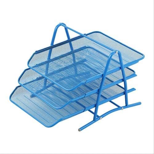 Bandeja escritorio organizador documentos metal (Azul, 3 niveles) Bandeja escritorio organizador documentos metal (Azul, 3 niveles)