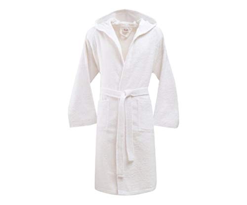 Bassetti - Albornoz con capucha para hombre/mujer, disponible en varias tallas y colores, 100% algodón blanco Bianco talla M