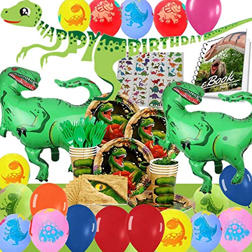 Bea's Party Cumpleaños infantiles decoración Fiestas de dinosaurios Set decoración cumpleaños dinosaurios para 16 invitados Adornos cumpleaños dinosaurios