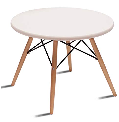 Beat Coffee Mesa auxiliar ,de centro, patas madera y sobre madera blanco estilo nórdico para comedor,dormitorio, cocina , balcón , terraza interior