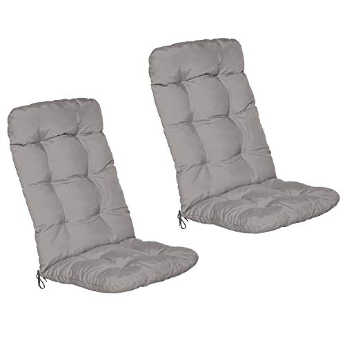 Beautissu Set de 2 Cojines para sillas de balcón Flair HL - Cojín para Asientos Exteriores con Respaldo Alto - 120x50x8 cm - Gris Claro