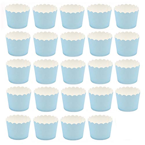 BESTONZON Cupcake Wrapper - Lote de 24 moldes para magdalenas (papel y tinta grasa), 5 x 4,5 cm, color azul cielo