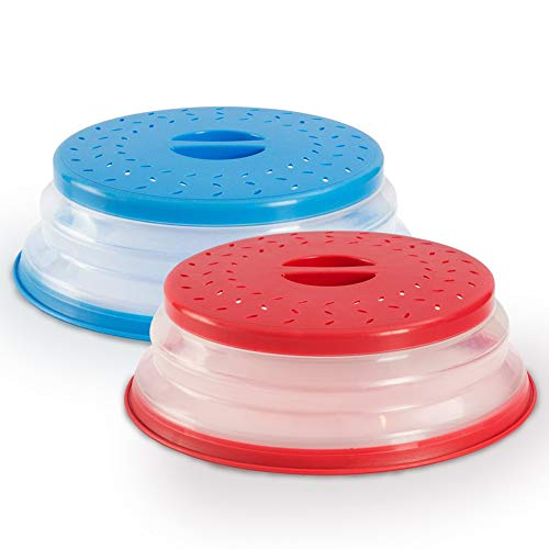 BESYZY 2PCS Tapa Microondas Plegable Colador plegable para microondas para frutas e verduras con Ventilación Plastico