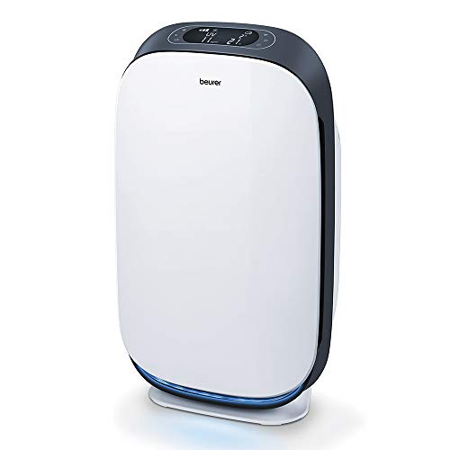 Beurer LR500 - Purificador de Aire con Bluetooth-Wifi, limpieza mediante filtrado 3 capas, luz ultravioleta, espacios 35-100 M2, 4 nivels y función turbo, color blanco negro, 660.13