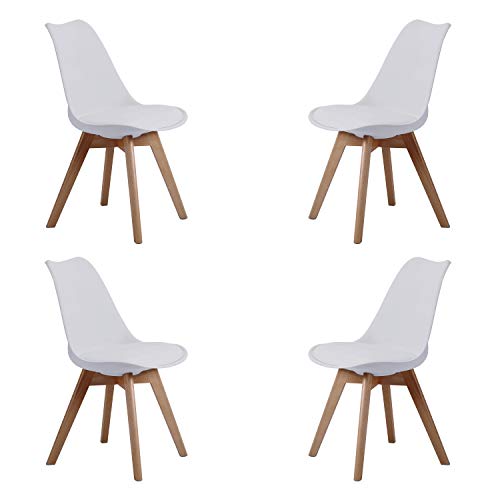 Bistro, Pack 4 Sillas de Comedor, Sillas de Salon o Cocina, Acabado en Simil Piel Blanco y Madera, Medidas: 48 cm (Ancho) x 54 cm (Fondo) x 84 cm (Alto) Bistro, Pack 4 Sillas de Comedor, Sillas de Salon o Cocina, Acabado en Simil Piel Blanco y Madera, Medidas: 48 cm (Ancho) x 54 cm (Fondo) x 84 cm (Alto)