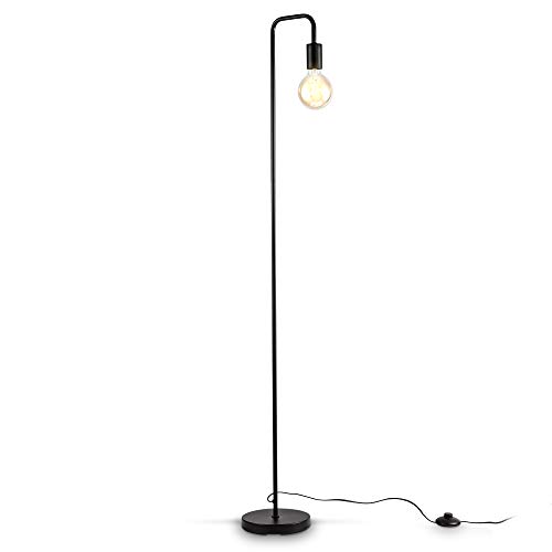 B.K.Licht I Lámpara de pie retro curvada I Altura 140 cm I E27 I 1 llama I interruptor de pie I metal I negro mate I sin bombilla B.K.Licht I Lámpara de pie retro curvada I Altura 140 cm I E27 I 1 llama I interruptor de pie I metal I negro mate I sin bombilla
