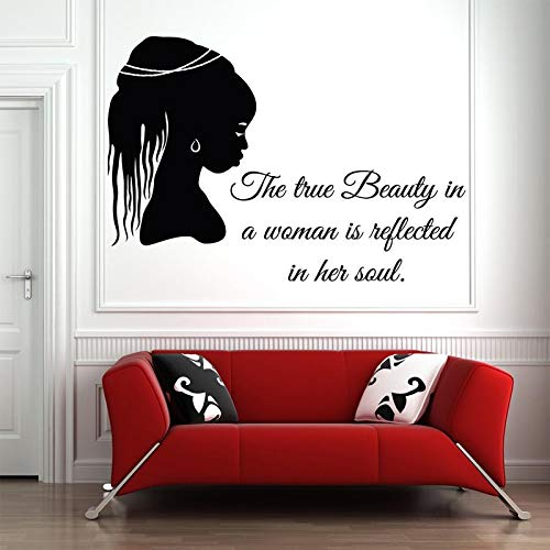 Blrpbc Pegatinas de Pared Adhesivos Pared Hermosa Chica Negra baño de Vinilo Mujer Africana Peinado para salón de Belleza decoración de Dormitorio 135x93cm