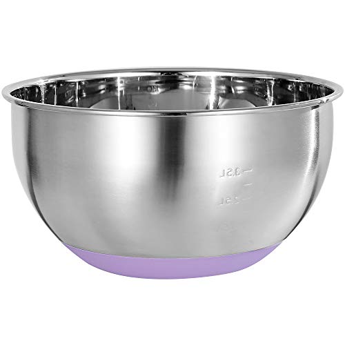 Bol de Acero Inoxidable con Base Antideslizante Cuencos para Mezclador Acero Inoxidable Bol Cocina Inox , 28cm