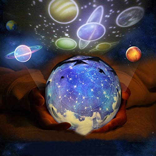 Bola de cristal Rotación de cielo estrellado de la lámpara del proyector Universo Sistema Solar Los planetas magia proyector brilla en la oscuridad del bebé durmiente juguete Decoración for el Hogar a