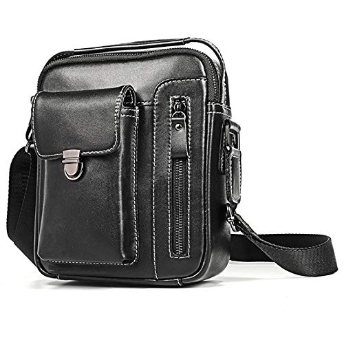 Bolsas al Aire Libre Lgmin 6029 Moda Multifuncional Moda Top-Grano Messenger Bag Casual Hombres Bolsa de Hombro Exquisita Moda (Color : Black)