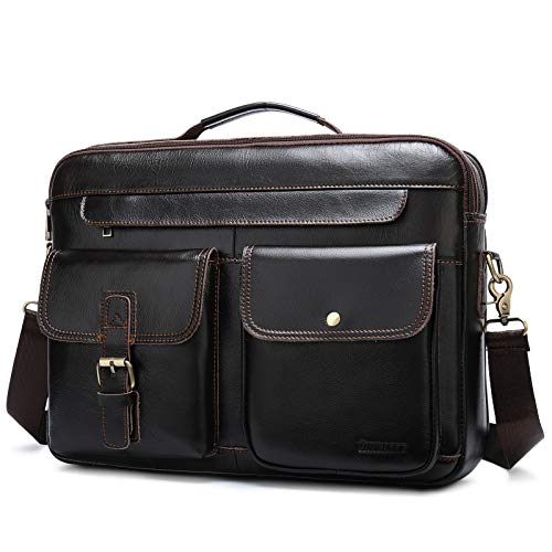 Bolso Mensajero Cuero Maletín Negocios Bolso Hombre Bandolera para Portátil 14 Pulgadas Bolso Negocios Grande Piel para Hombre y Mujer,Marron Oscuro Bolso Mensajero Cuero Maletín Negocios Bolso Hombre Bandolera para Portátil 14 Pulgadas Bolso Negocios Grande Piel para Hombre y Mujer,Marron Oscuro