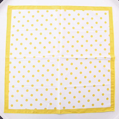 Bufanda de lunares multicolor Bufanda cuadrada pequeña Decoración de moda Bufanda pequeña salvaje Impresión digital-Fondo blanco Borde de lunares amarillo SMY_53CM * 53CM