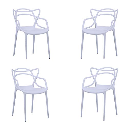 Butterfly, Pack de 4 sillas, Salón, Comedor, Escritorio, Cocina o Terraza, Acabado en Blanco, Medidas: 55 cm (Ancho) x 55 cm (Fondo) x 83 cm (Alto) Butterfly, Pack de 4 sillas, Salón, Comedor, Escritorio, Cocina o Terraza, Acabado en Blanco, Medidas: 55 cm (Ancho) x 55 cm (Fondo) x 83 cm (Alto)