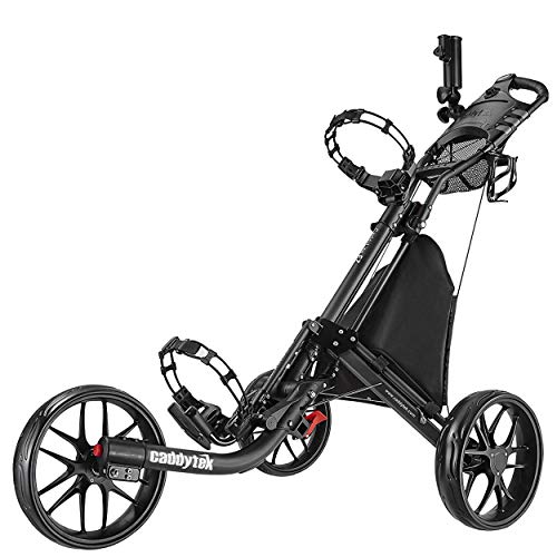CADDYTEK Facil-plegable Carrito de golf 3 Rueda empuje cart , gris oscuro