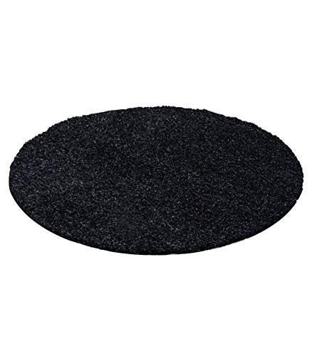 Carpettex Teppich Shaggy, Pelo Largo Salón Shaggy Redondo de la Alfombra Alrededor de Unifarbe Altura del Hilo de 3cm - Antracita, 200x200 cm Redonda Carpettex Teppich Shaggy, Pelo Largo Salón Shaggy Redondo de la Alfombra Alrededor de Unifarbe Altura del Hilo de 3cm - Antracita, 200x200 cm Redonda