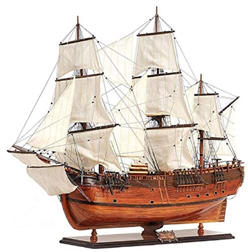Casa Padrino velero de Lujo Endeavour con Soporte de Madera Maciza marrón 89 x 28 x A. 85 cm - Barco Decorativo Hecho a Mano Barco de Madera - Accesorios Decorativos