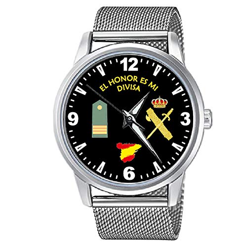 CASIO® Reloj Guardia Civil Sumergible con Rango Sargento y Correa de Malla de Acero