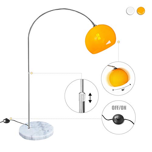 CCLIFE Lámpara de pie moderna Lamparas Mármol con interruptor de cable y pie,bombilla E27 de máximo 60w, Color:Naranja, Altura ajustable 130-180cm