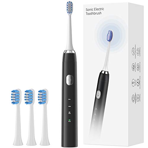 Cepillo de dientes eléctrico recargable sónico 3 modos de limpieza 2 velocidades Vibración Temporizador inteligente USB Carga rápida 4.5h IPX7 Impermeable ELEHOT (Negro) Cepillo de dientes eléctrico recargable sónico 3 modos de limpieza 2 velocidades Vibración Temporizador inteligente USB Carga rápida 4.5h IPX7 Impermeable ELEHOT (Negro)