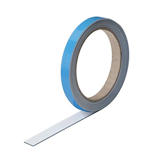 Chapa de acero autoadhesiva, tira magnética de pared como base adhesiva para imanes, 12 mm de ancho y 2,5 metros de largo, tira magnética fácil de cortar para imanes, mag_241