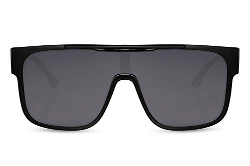 Cheapass Sunglasses - Gafas de sol de gran tamaño, XL, con parte superior plana, negro, protector con lente oscura de una pieza con protección UV400, estilo de fiesta para hombres y mujeres
