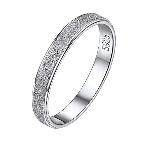 ChicSilver Regalo Compromiso Anillos de Banda 3mm Talla 8 Anillo Minimalista Plata de Ley 925 Anillo Platino Plateado