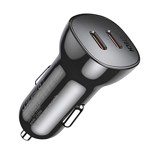 CHOETECH Cargador Coche USB C, 36 W Tipo C Car Charger PD 3.0 Dual Puerto, Mini Adaptador Coche con Cable USB C para iPhone 12/12 Pro Max/11/11 Pro/XR/Xs Max, Samsung S20/S10/S9, Xiaomi 10/9, Huawei