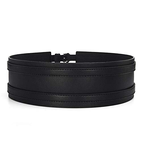 Cinturón Ancho Para Mujer Pin Doble Hebilla Cinturón Ancho Cinturón Negro Negro 75-80cm