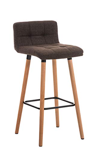 CLP Taburete Lincoln en Tela I Taburete Alto con Base de Madera I Silla de Bar con Respaldo & Reposapiés I Color: Marrón CLP Taburete Lincoln en Tela I Taburete Alto con Base de Madera I Silla de Bar con Respaldo & Reposapiés I Color: Marrón
