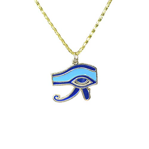 Colgante del Ojo de Horus Dorado esmaltado con Cadena, Amuleto contra la envidia y el Mal de Ojo Mide 3x3 cm Colgante del Ojo de Horus Dorado esmaltado con Cadena, Amuleto contra la envidia y el Mal de Ojo Mide 3x3 cm