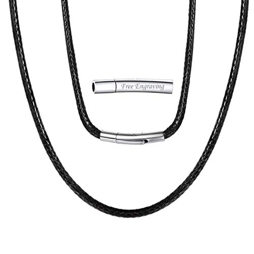 Collares Flexibles Cuerdas Trenzadas Cera Negro Cadena Cuero para Cuello Textos Personalizados 3mm 22 Pulgadas Joyería Reemplazo Colgantes Dijes Abalorios