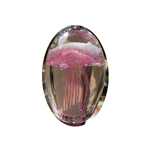 Color hecho a mano cristal resplandor medusas pisapapeles acuario cristal arte Craft Collectible (Rosa)