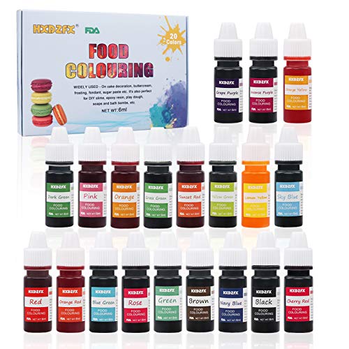 Colorante alimentario 20*6ml, Colorante Alimentario Alta Concentración Liquid Set para Colorear los Bebidas Pasteles Galletas Macaron Fondant