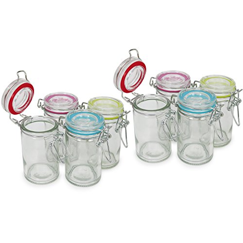 COM-FOUR® tarro de albañil 8x con cierre de clip, vaso de alambre con anillo de goma en diferentes colores, 60 ml (08 piezas - 60 ml) COM-FOUR® tarro de albañil 8x con cierre de clip, vaso de alambre con anillo de goma en diferentes colores, 60 ml (08 piezas - 60 ml)